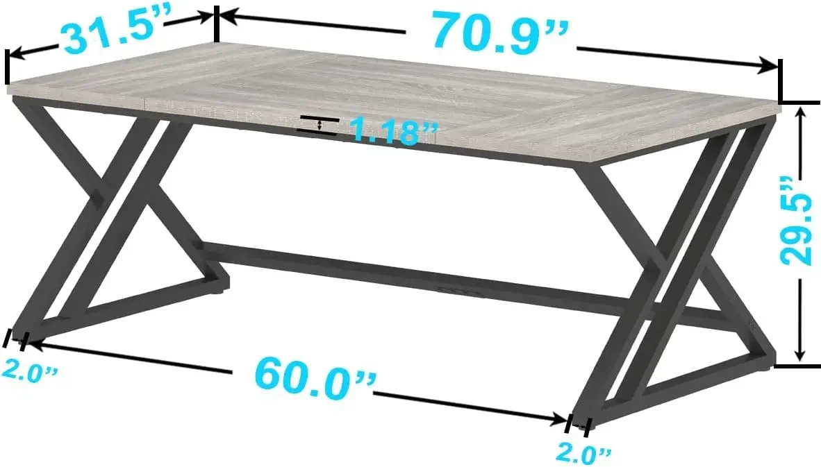 

LVB 70.8" Long Office Desk, Modern Large Wood Metal Computer Desk, Industrial Double Workstation Desk for Two People