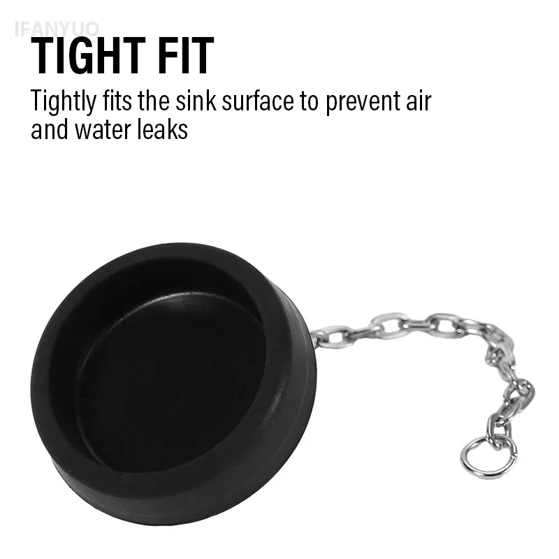 Sink Plug Universal Rubber Drain Stopper with Round Beaded Chain Bath Sink Drain Stopper Plug for Bathroom Bathtub Kitchen