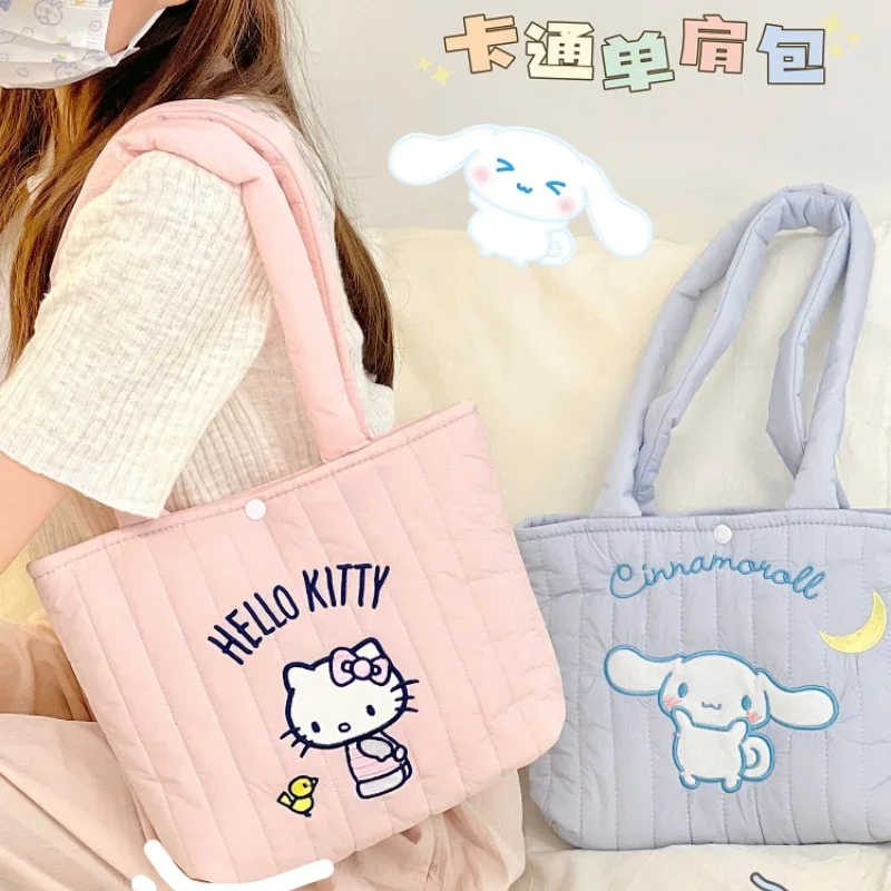 Sanrio Hello Kitty My Melody Shoulder Bag Kawaii Girl Heart Cute Large Capacity Bag Girl Office Worker Student Commuter Handbag