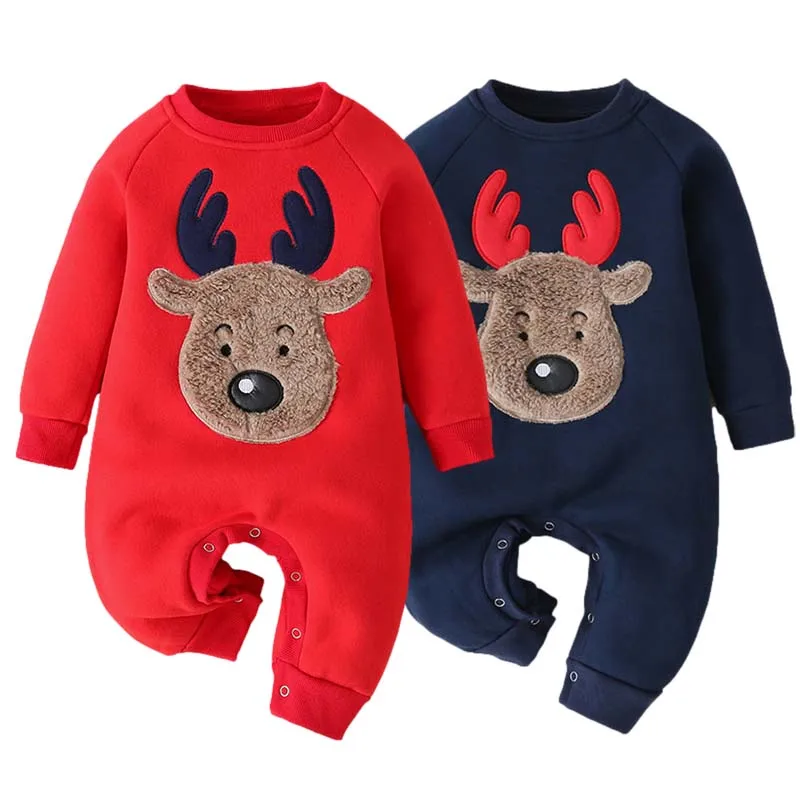 

Christmas Romper for Newborn Baby Boys Girls Jumpsuit Cartoon Elk Thicken One-Piece Toddler Clothing Happy New Year Infant Gifts