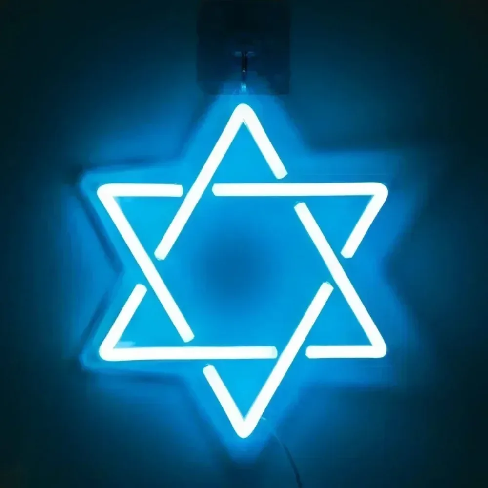 LED neon light wall decoration, Hanukkah David Star,voice microphone live broadcast indoor luminous wall decoration props