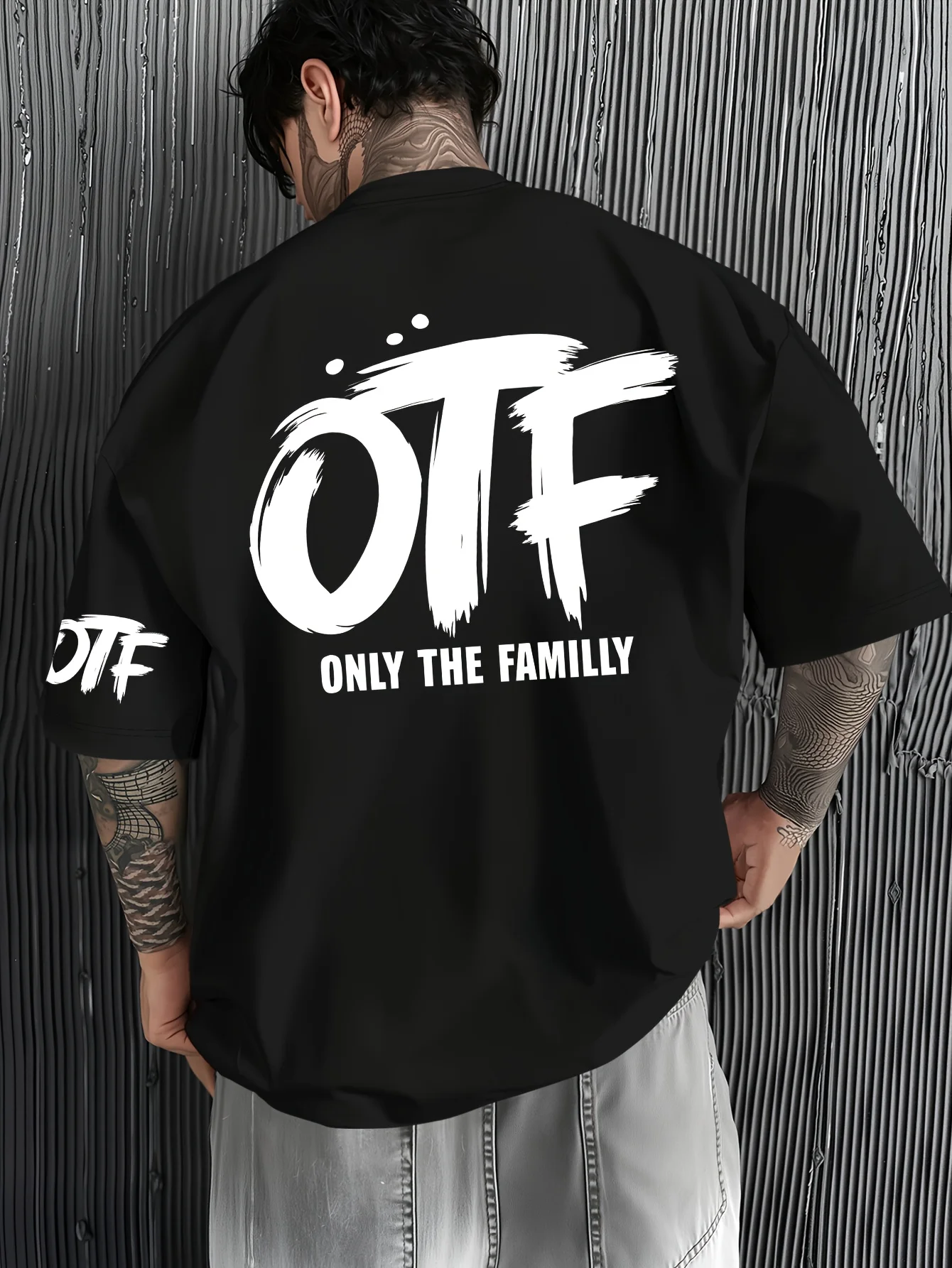 Trendy Otf Family-themed Printed T-shirt for Both Men and Women, Loose Short-sleeved Back Only The Lettered Casual Top