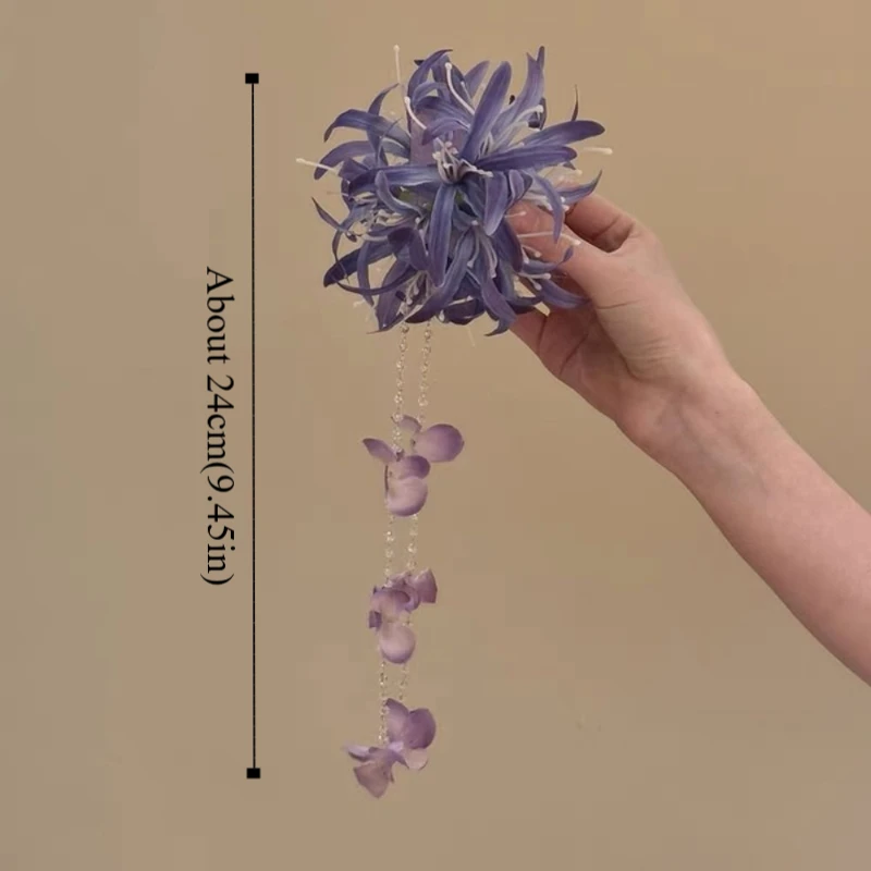 

Temperament Elegant Flower Tassel Hair Grab Crystal Pearls Flower Hair Shark Clip Luxury Fairy Bridal Headwear Hair Jewelry