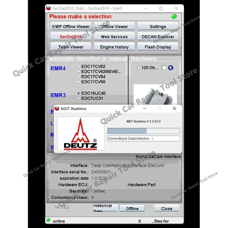 V14.1.9.3 SerDia 2010 Deutz Serdia2010 New Version 6 Level Class 4 License Update to 2099 for ECU Read Write EMR4 EMR3 EMR2 MD1