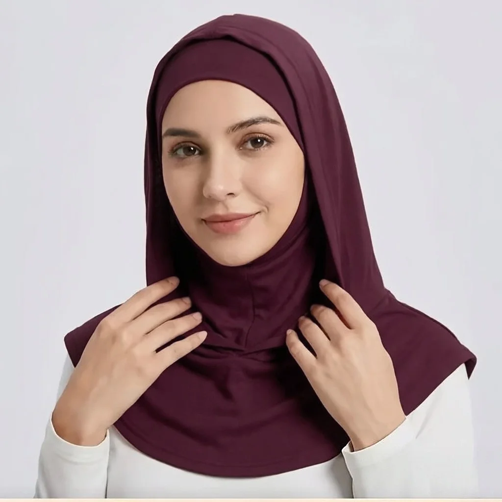 Muslim Women Instant Hijab Cap Under Hijab Cap Ramadan Cotton Inner Cap Elastic Turban Headband Woman Ready To Wear Headscarf