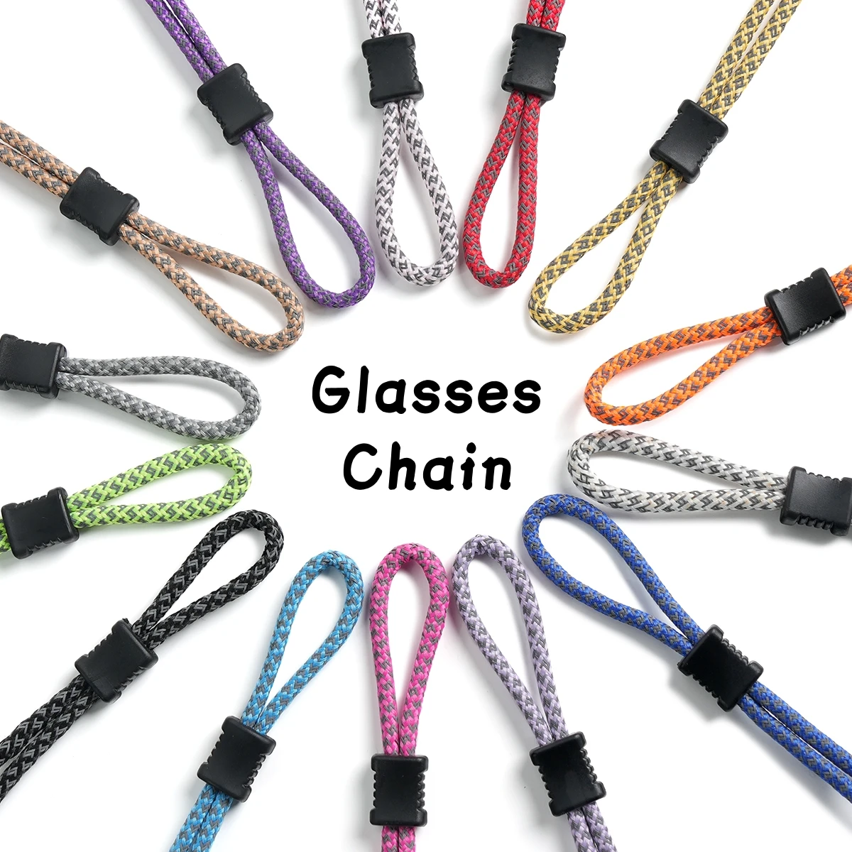 Night Reflective Glasses Rope Anti Slip Rope Glasses Hanging Rope Glasses with Accessories Available in 14 Colors