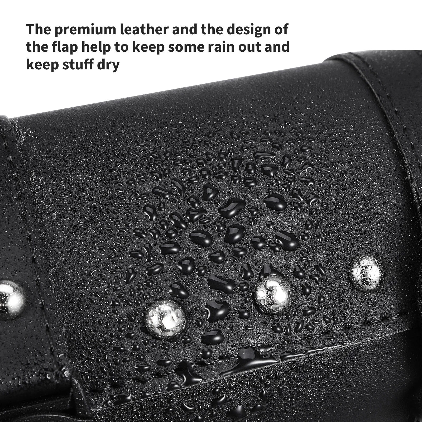 

Universal Motorcycle Saddlebag Black Waterproof Tool Bag Synthetic PU Studs Round Storage Bag Motorcycle Side Pouch