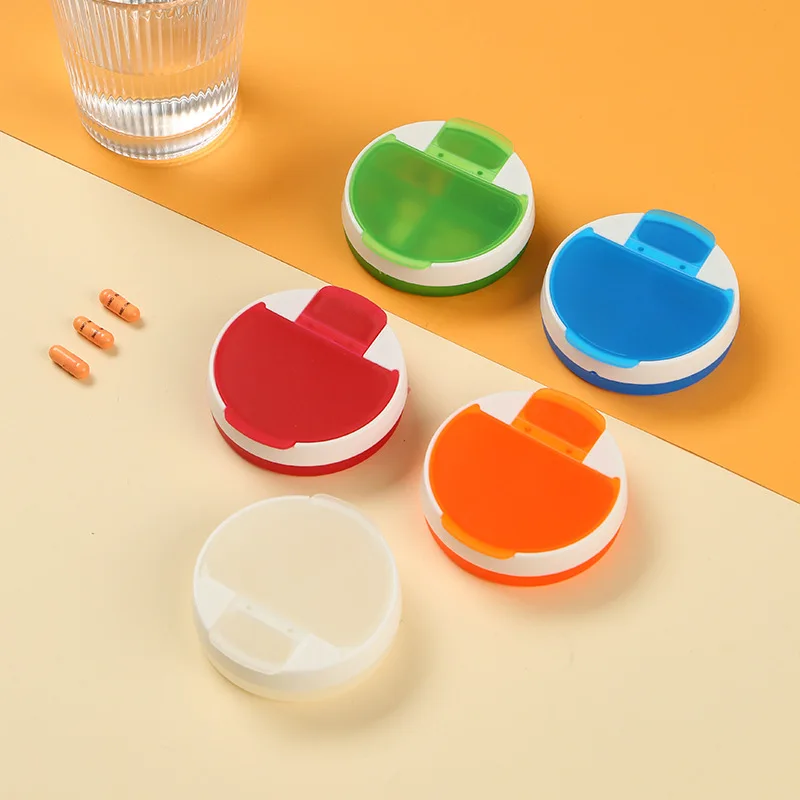 

Портативная мини-круглая упрощенная аптечка с четырьмя сетками, прозрачный матовый герметичный пыленепроницаемый органайзер для таблеток, чехол для хранения