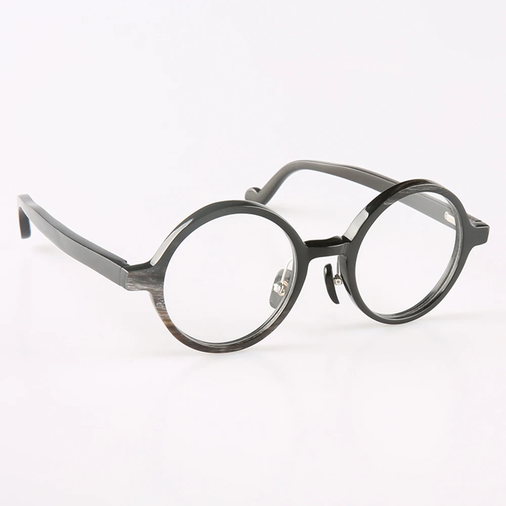 

Eyeglass Frames Unique Vintage Round Retro Handmade Buffalo Horn Optical Reading Eyeglasses Prescription Man's Glasses Frames
