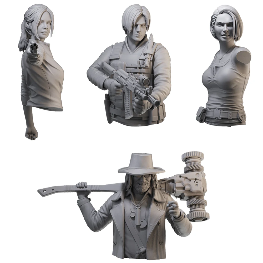 1/16 1/10 Gillion Leone Claire GK Resin White Mold Figurine Model 3D Printing Unassembled Unpainted Self-assembly Craft