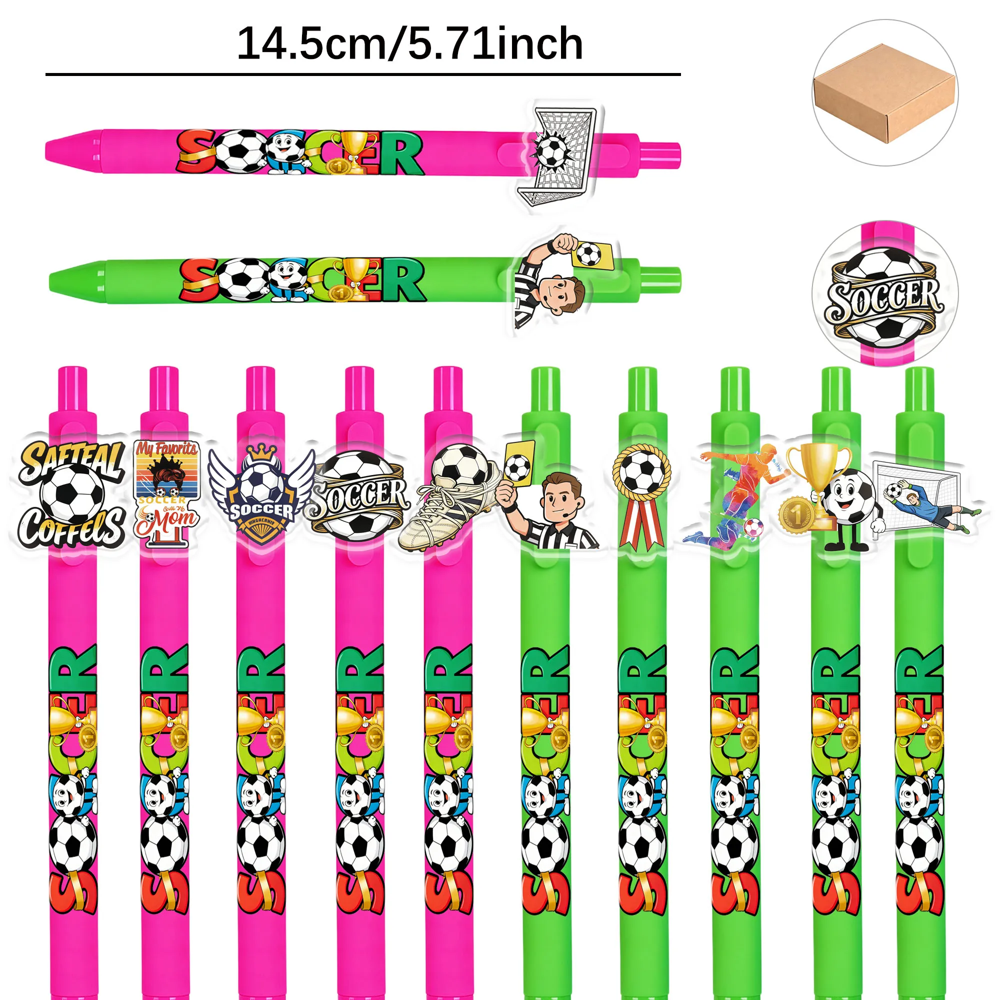 11pcs/16pcs Football Pattern Round-tip Pens, Smooth Writing Black Ink for Students, Sports-themed Stationery