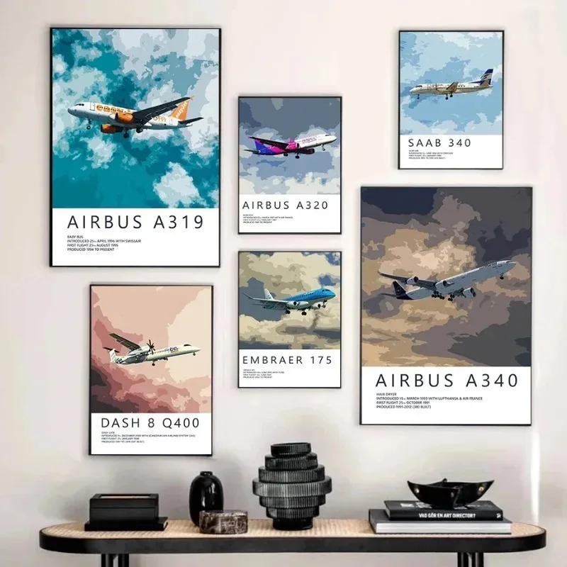 Air Force Aircraft Boeing 737/747/777/787 Airbus A319/320/530 Aircraft Poster Canvas Painting Wall Art Pictures Home Decoration