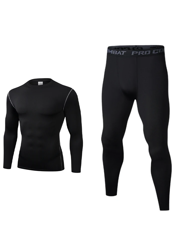 

Men's high elasticity quick drying tight fitting suit, fitness yoga training suit, slimming sportswear, long and short sleeved p