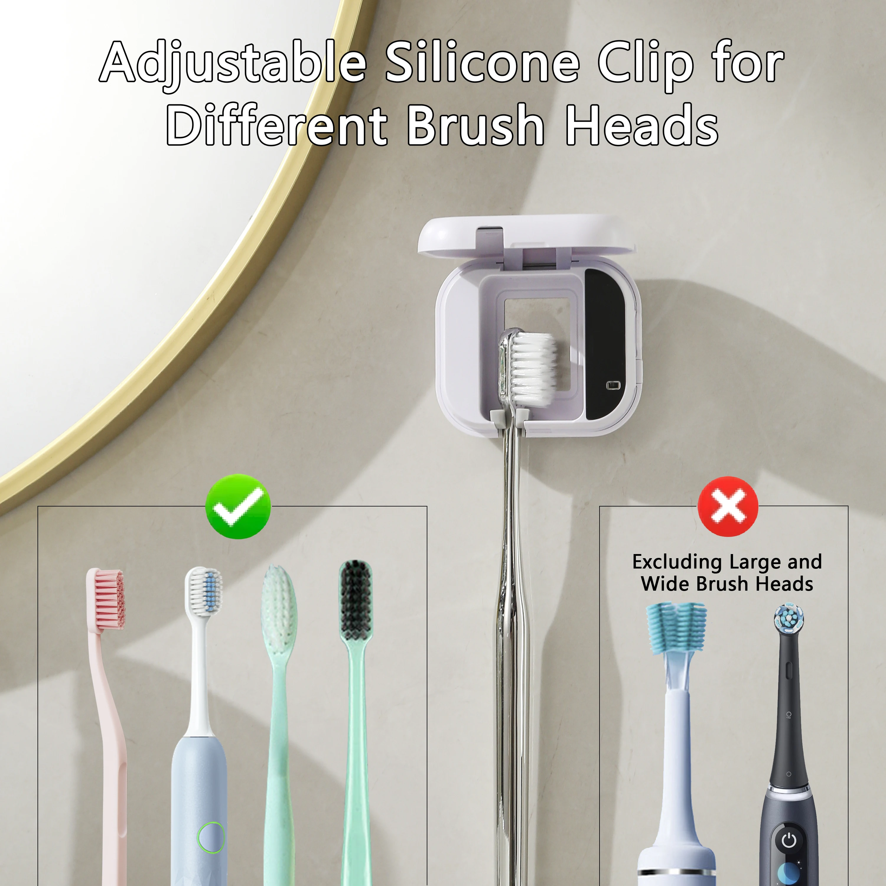 Smart Toothbrush Holder LED Display Mini Portable Travel Toothbrush with Heating Drying Function Type-C Rechargeable Oral Care Cleaner for Household