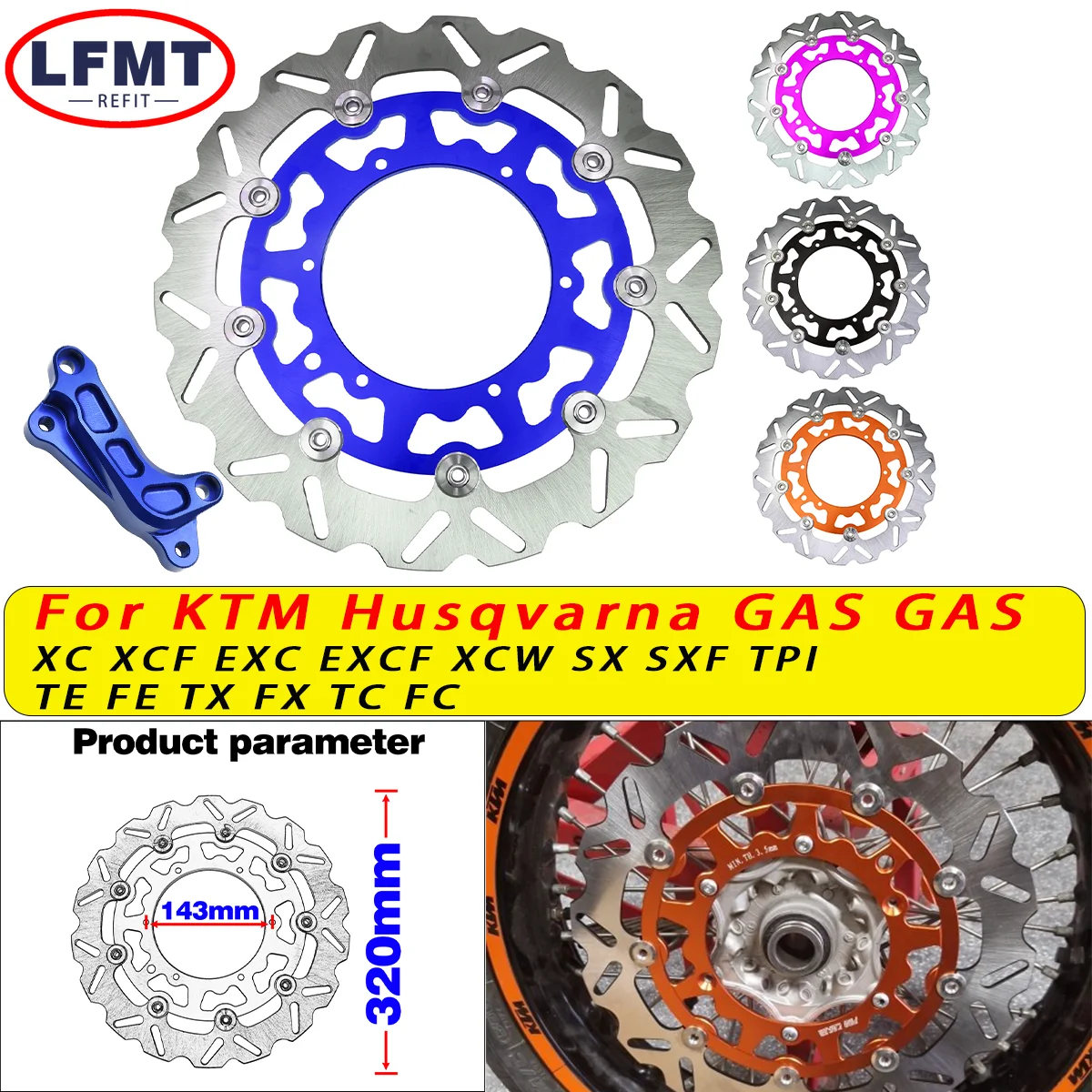 

Motorcycle Accessories 320MM Front Floating Brake Disc Rotor For KTM XC XCF XCW SX SXF EXC EXCF125-500 GasGas EX EC MC EXF ECF