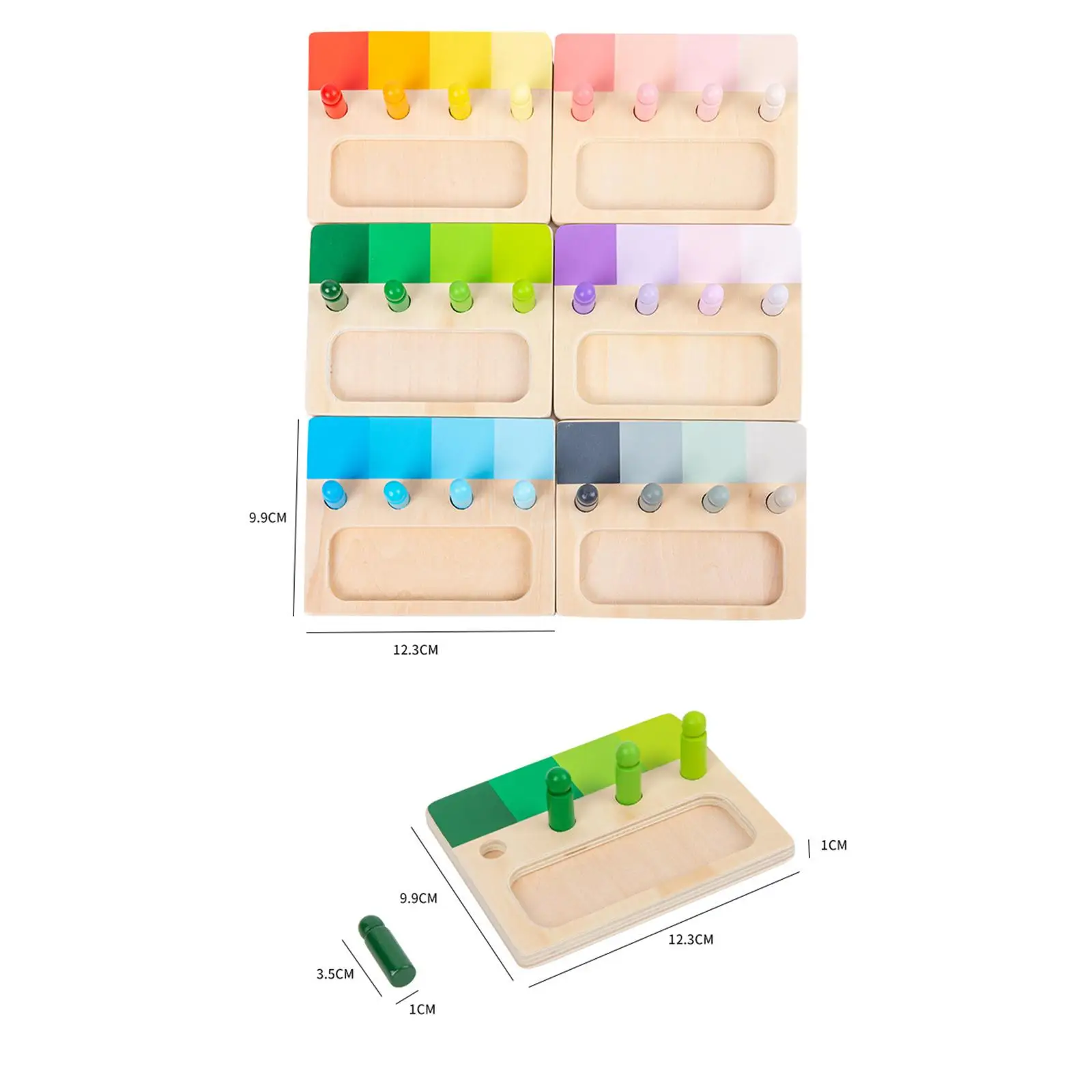 Paleta de cores para aprendizagem precoce, brinquedos educativos, montessori para o exercício, 6 partes