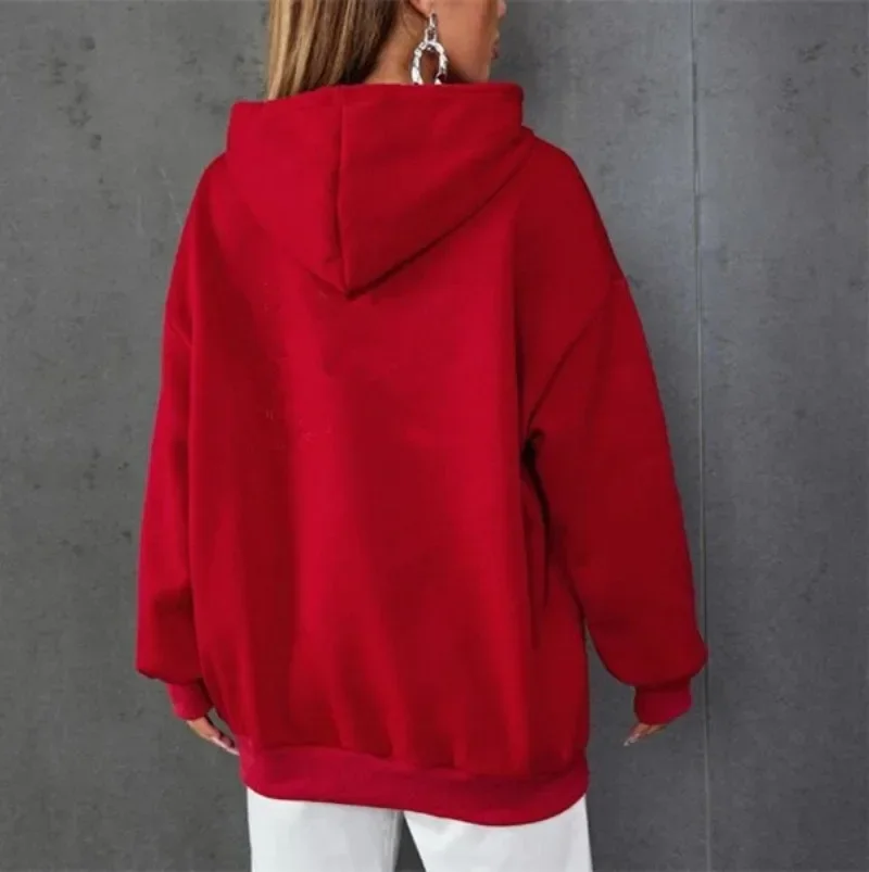 Hooded Sweater Women's Autumn Winter Solid Long Sleeve T-shirt Basic Dark White Hoodie T-shirt Tops Y2k Clothes Streetwear Women