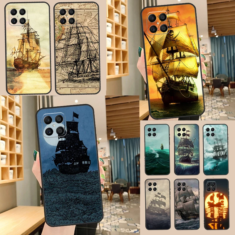Thuyền Buồm Tàu Cướp Biển Ốp Lưng Điện Thoại Huawei P30 P20 P40 Lite P50 Pro P Thông Minh 2019 Nova 5T Danh Dự 50 X8 X9 Bao