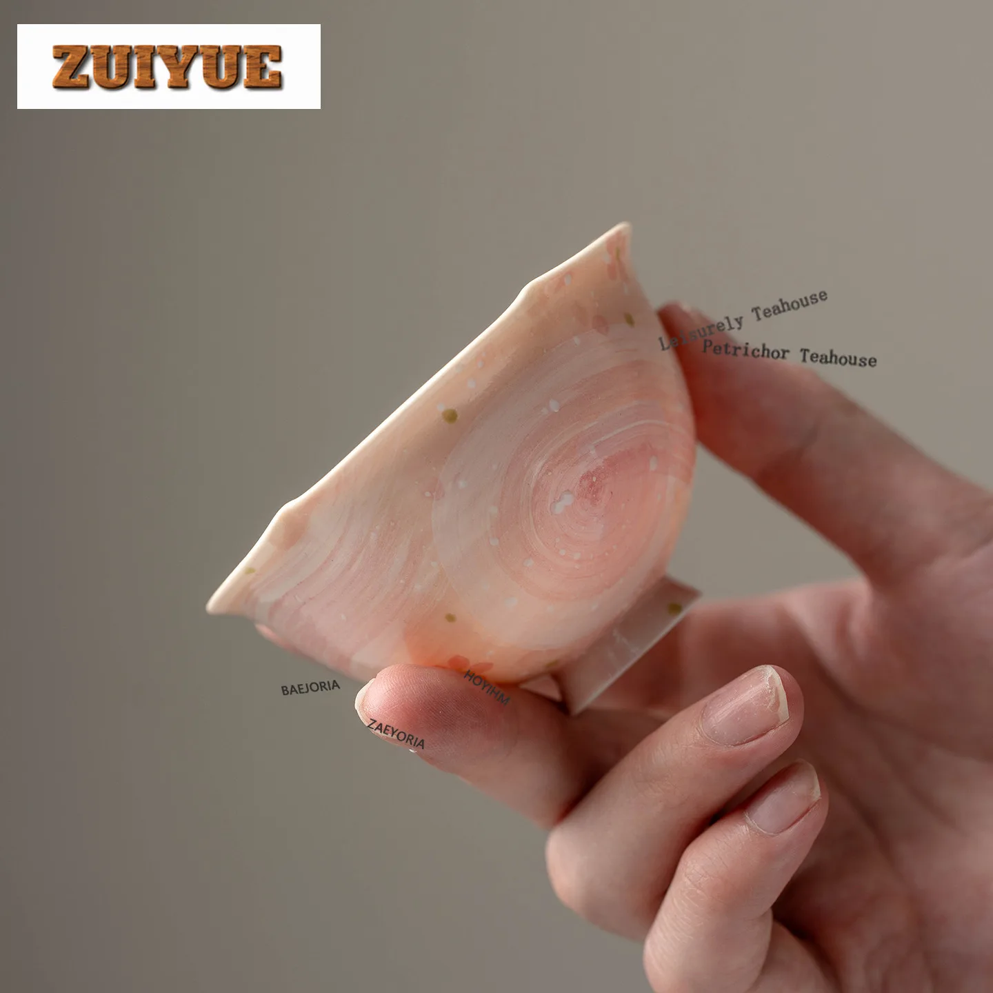 HOYIHM 100ml Hand-painted Pink Mist Starry Sky Teacup Zen Tea Bowl Cup For Tea Tea-tasting Fragrance Cup Chazhan Master Cups