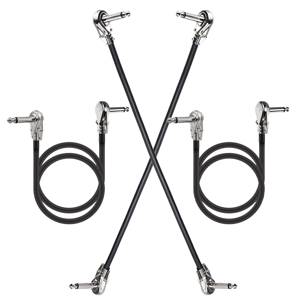 

4 Pcs 30cm Silver Flat Head Electric Guitar Effect Cables Patch Pedal Copper Cords Durable Accessories