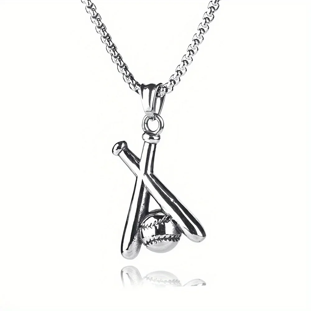 Simple Fashion Trend Baseball Bat Pendant Necklace Men and Women Creative Niche Street Party Valentine\'s Day Gift PendantJewelry