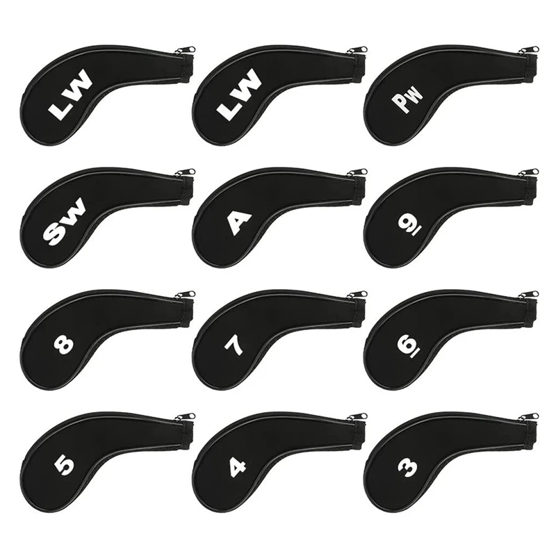 

Golf Head Covers Golf Club Head Protectors Headcovers Golf Club Headcovers With Zipper Long Neck Printed Number 12Pcs