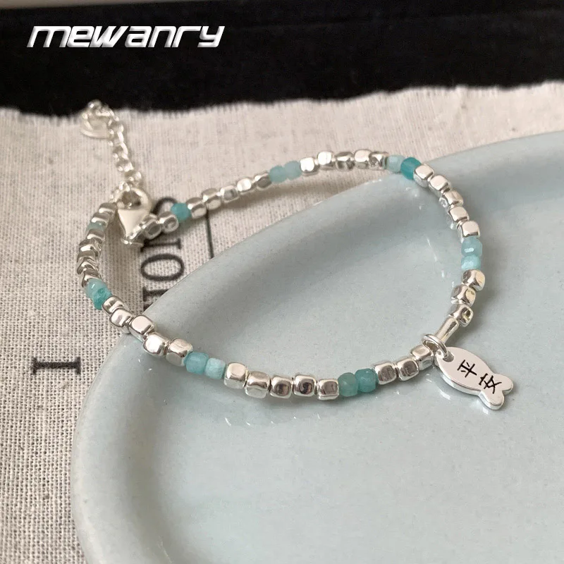 

Mewanry Silver Color Fish Pendant Beaded Bracelets For Women Girls New Fashion Exquisite Cute Simple Birthday Party Jewelry Gift