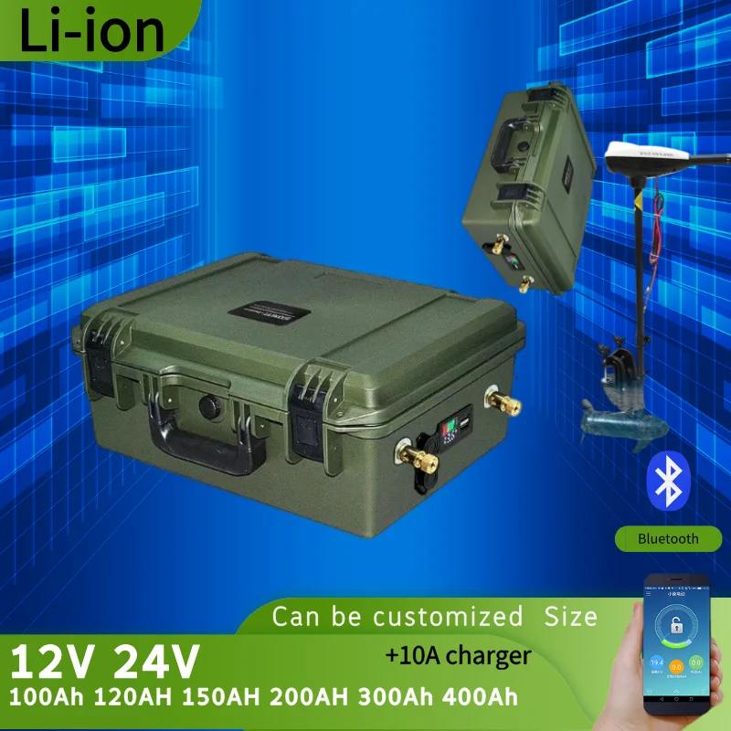 12V 24V 100Ah 120AH 150AH 200AH 300Ah 400Ah Li-ion lithium iron phosphate battery pack bluetooth BMS for boat solar system