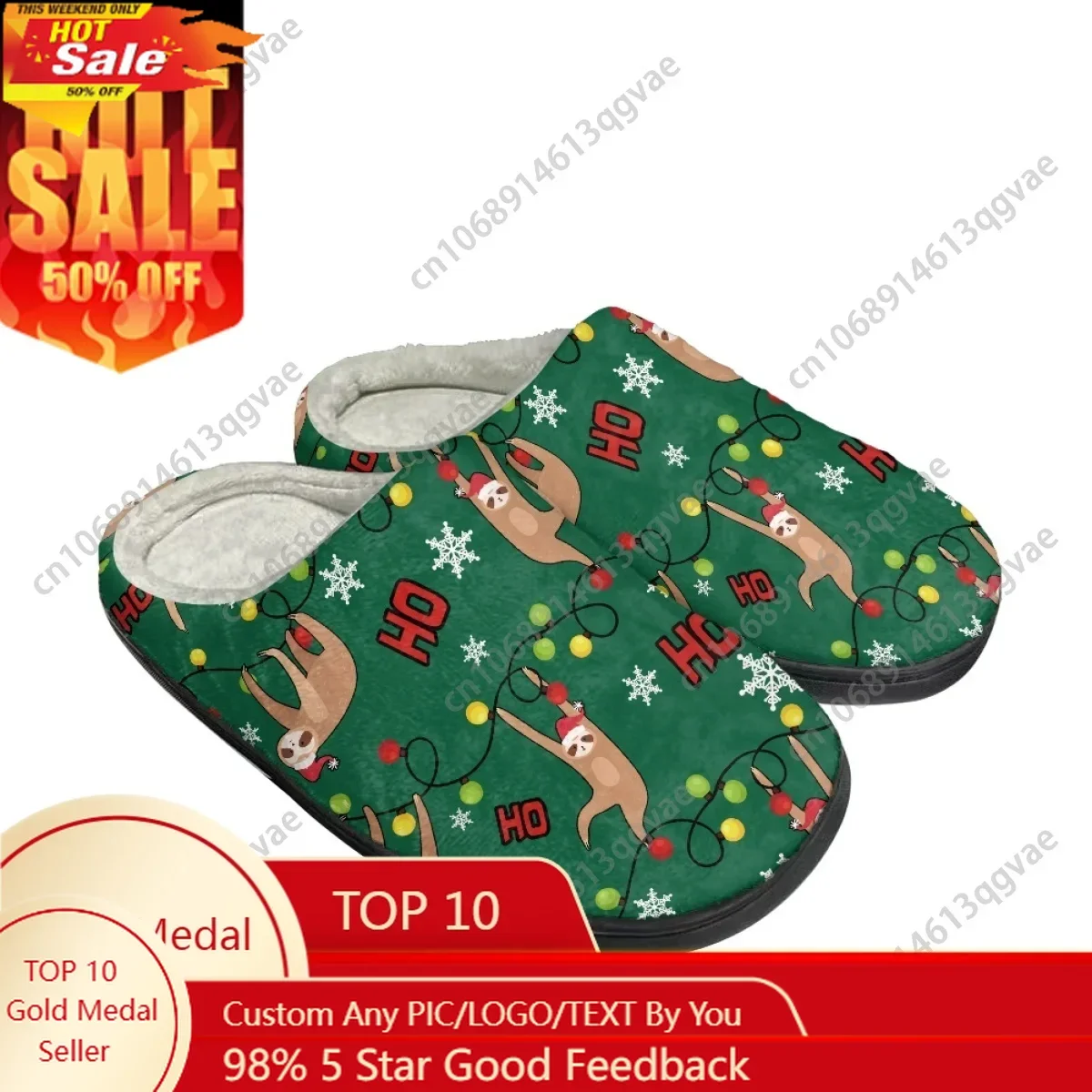 

Christmas Cute Animal Theme Pictures Scarf HOHO Home Cotton Slippers Mens Womens Teenager Plush Bedroom Keep Warm Custom Slipper