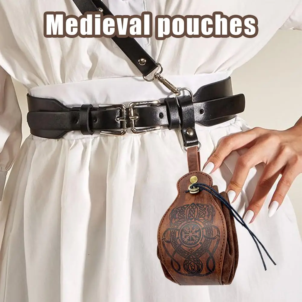 

Viking-style Waist Bag Medieval Pouch Portable Retro Waist Bag High Quality Creative PU Leather Durable Unisex Belt Coin Purse