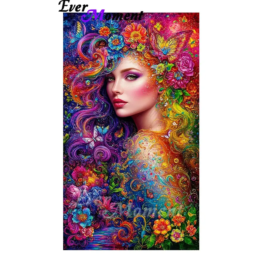 

DIY квадратная алмазная живопись красивая леди цветы и бабочка вышивка подарок для украшения дома ASF3019