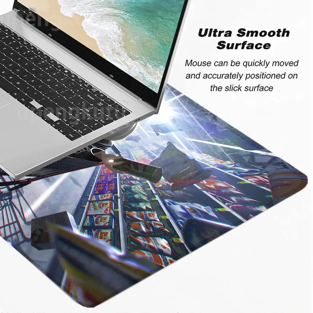 Anime girl food shopping cart Mouse Pad Non-Slip Rubber Gifts for girls 900x400 XXL Floor mats Edge PC gamers locking Mousemat