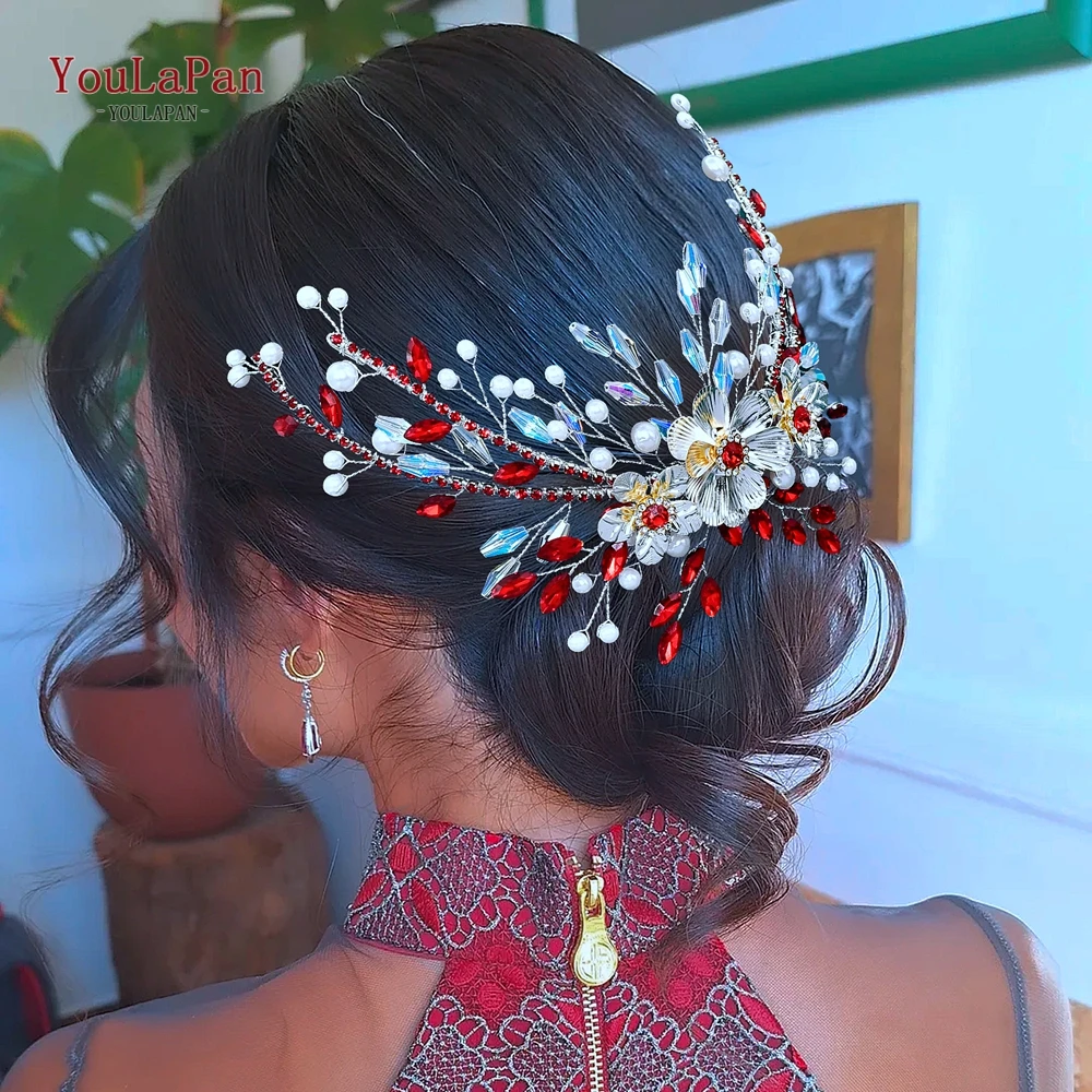 

YouLaPan Elegant Alloy Flower Bride Headband Pearl Crystal Wedding Headpieces Hair Accessories Handmade Hair Jewelry Gift HP934