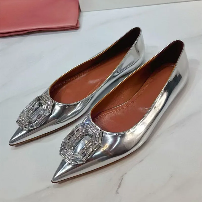 

Classic Pointed Toe Flat Shoes For Women Rhinestone Satin Modern Shoes Woman Comfort Leisure Shoes Woman Mujer