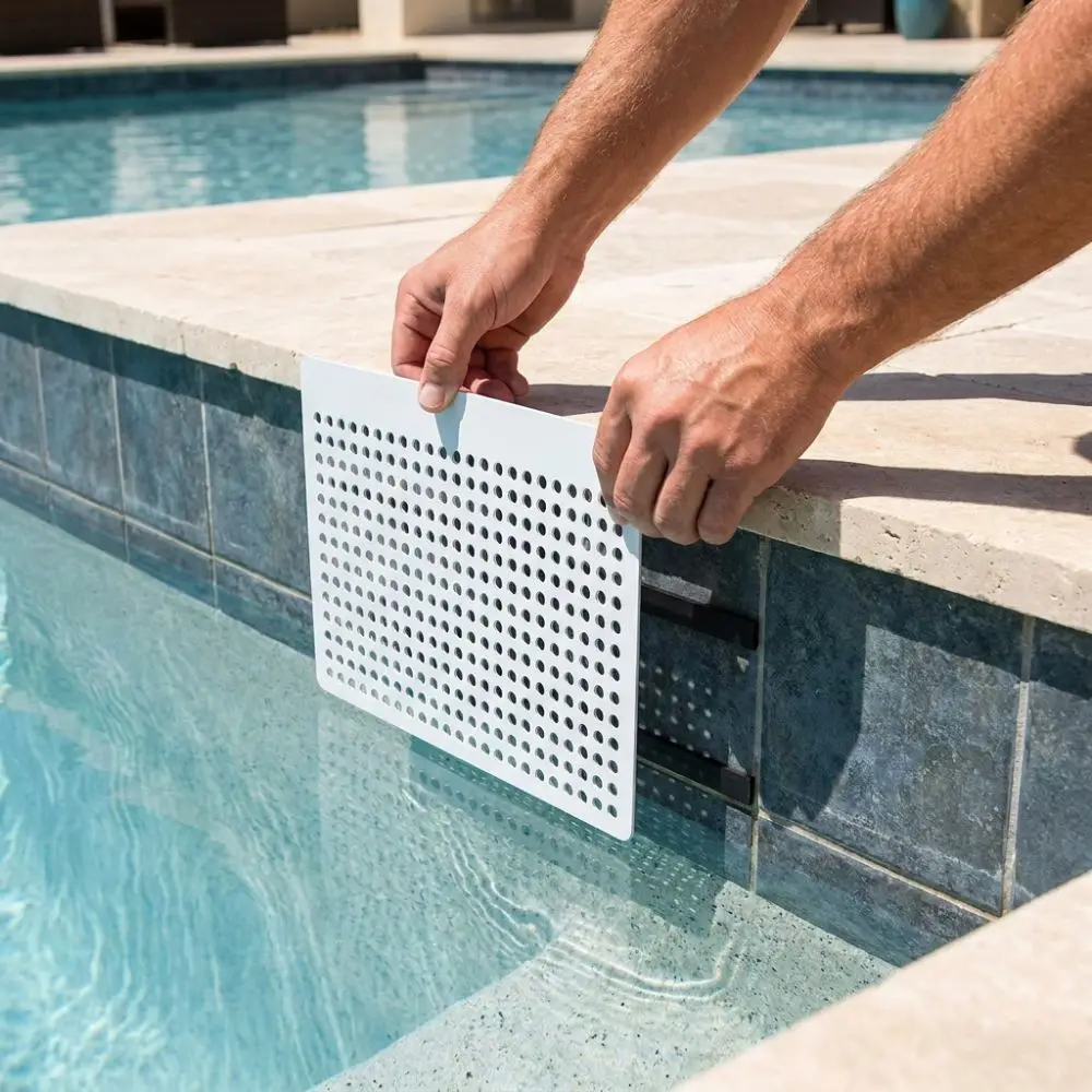 Durable White Pool Skimmer Guard Magnetic PVC Skimmer Basket Protector Removable Rustproof Leaf Guard Net