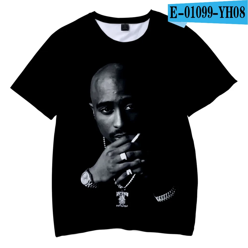 3D trend hot selling men\'s and women\'s short sleeved men\'s T-shirt Tupac O-neck unisex hip-hop shirt