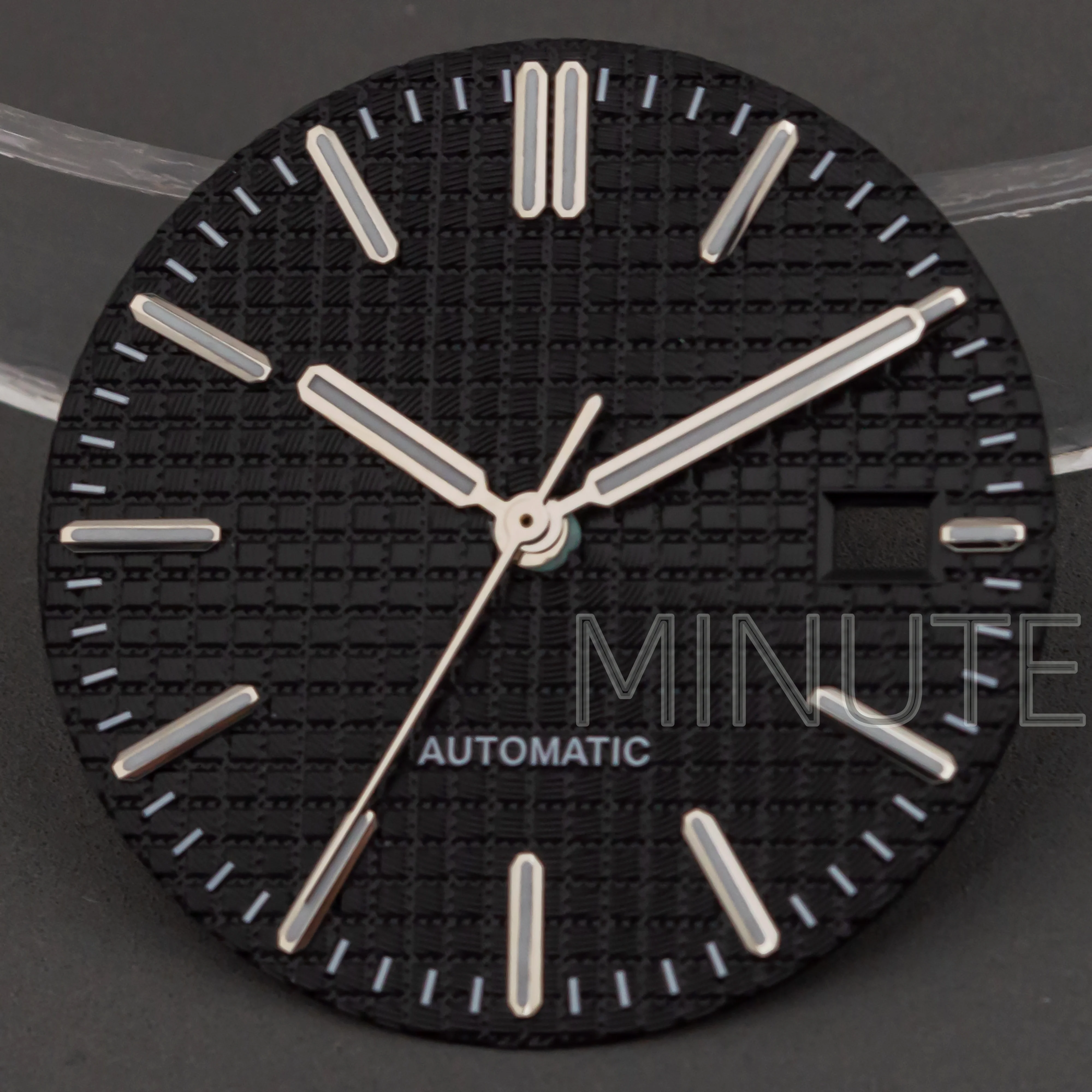 31.8 مللي متر NH35 الهاتفي الأيدي الأخضر مضيئة أسود أزرق ارتفع الذهب ساعة الطلب لحركة NH36 رويال أوك حافظة ساعة اكسسوارات أجزاء