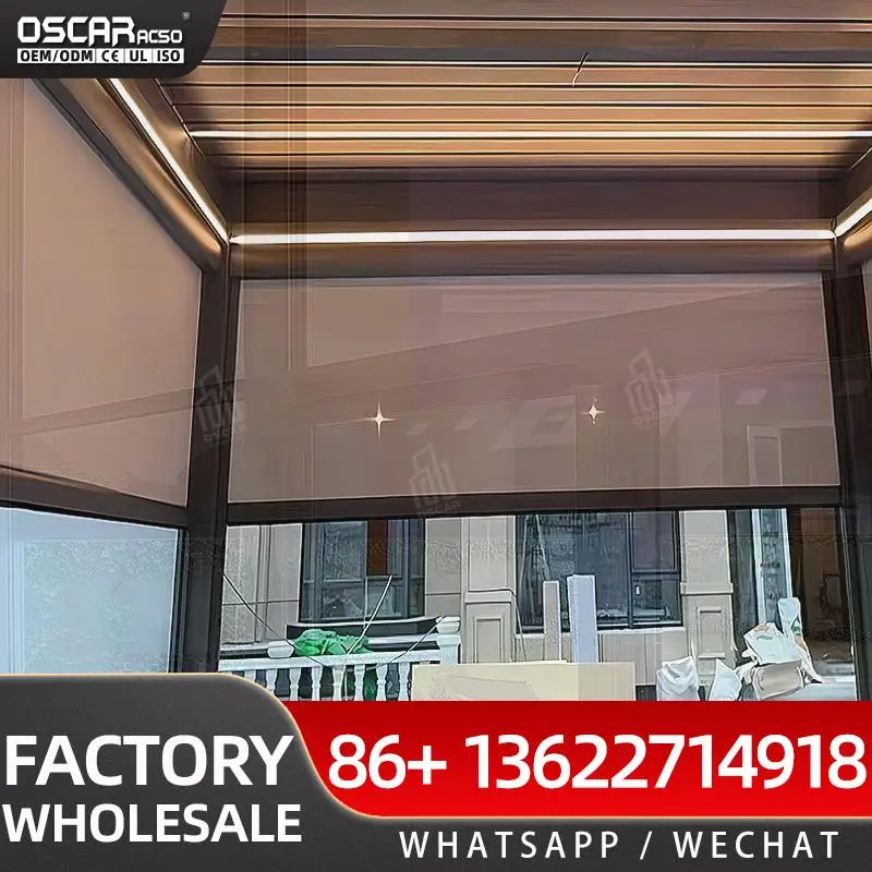 Windproof Electric Transparent PVC External Roller Blinds for Balcony Patio Window Rolling Blind
