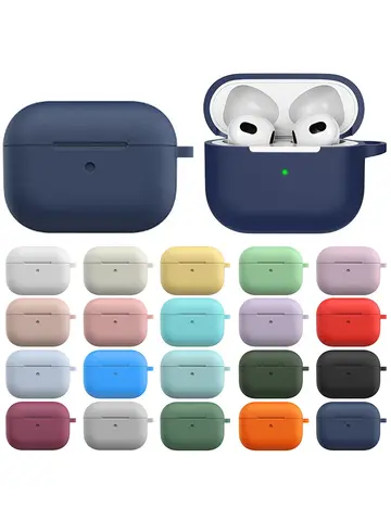 3rd Gen Earphone Case for AirPods 3 Apple Earphone Protective Case with Hook Hole Silicone Airpods Case Cover Earbuds Ear Pads