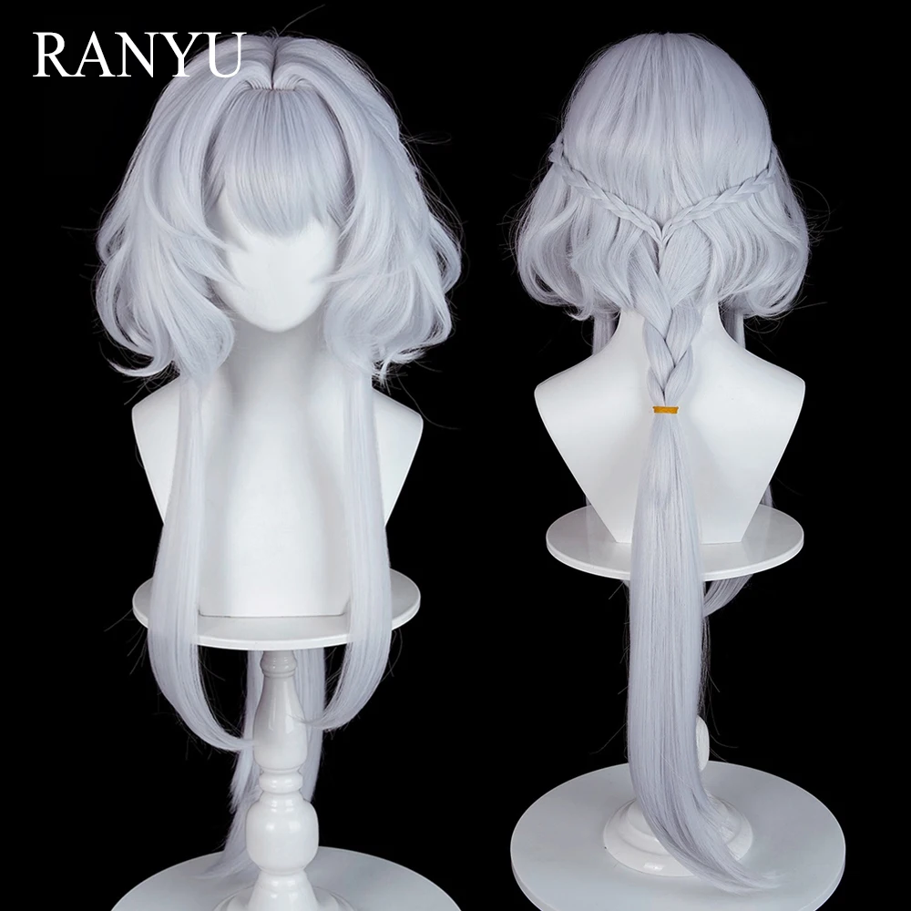 

Silver White Long Straight Synthetic Jellyfish Head Wigs with Bangs Anime Game Cosplay Fluffy Wig for Daily Party
