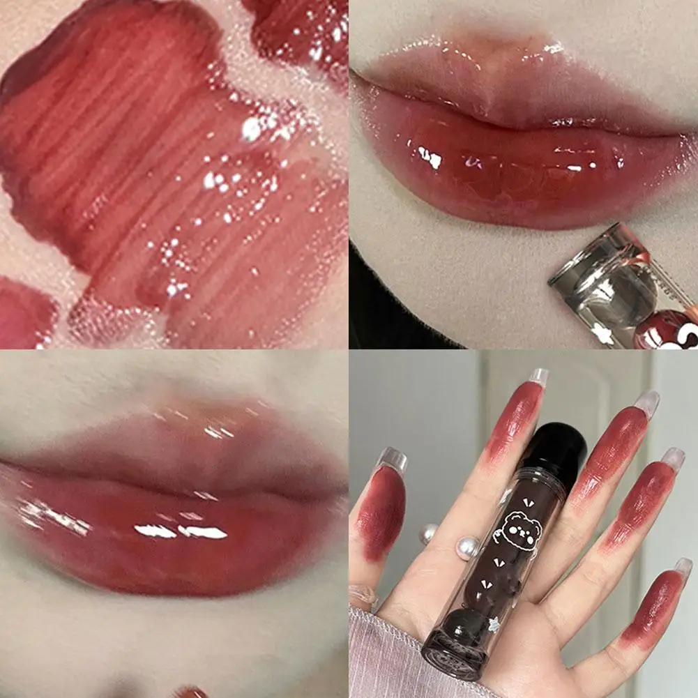 Punksap Rode Lipgloss Zwart Spiegelglas Water Licht Make-Up Heldere Tint Niet Lippenstift Vloeibare Lip Waterdicht Glazuur Nud D8s9