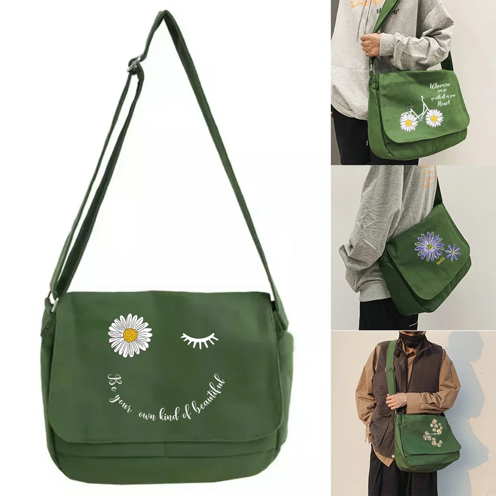 Mensageiro sacos de ombro casual feminino grande capacidade bolsas daisy série impressão crossbody bolsa de compras viagem feminina