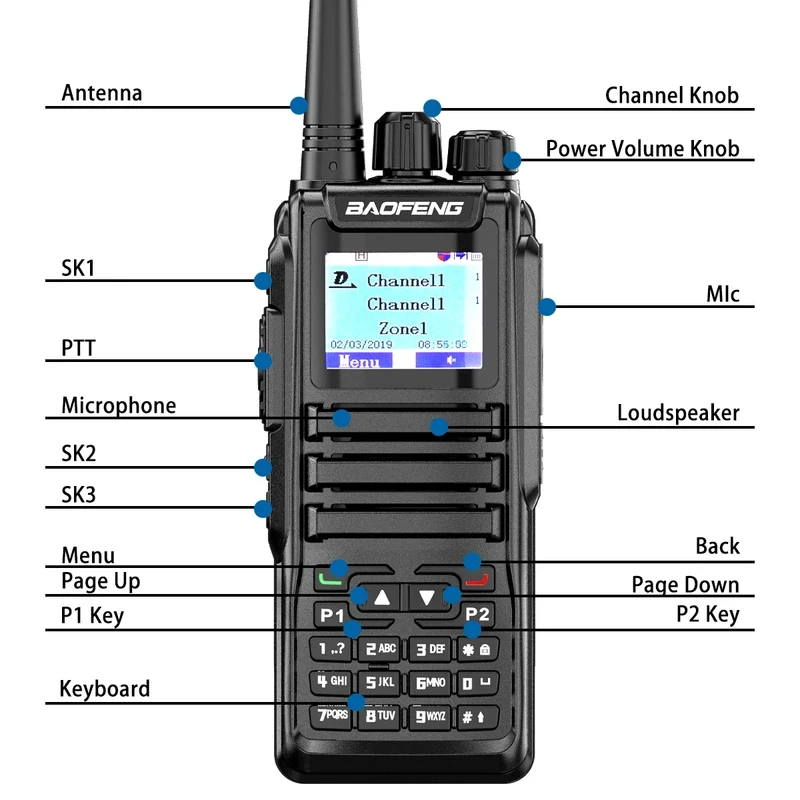 Baofeng DM-1702 DMR Radio OpenGD77 GPS Dual Band VHF UHF Tier 1+2 Dual Time Slot Analog Digital Transceiver - view 4