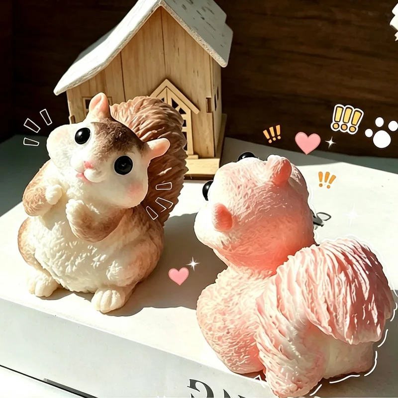 Simulation Squirrel Squishy Fidget Toy Elastic TPR Squeeze Anxiety Relief Sensory Toy Desktop Decor Calming Stress Gift for ADHD