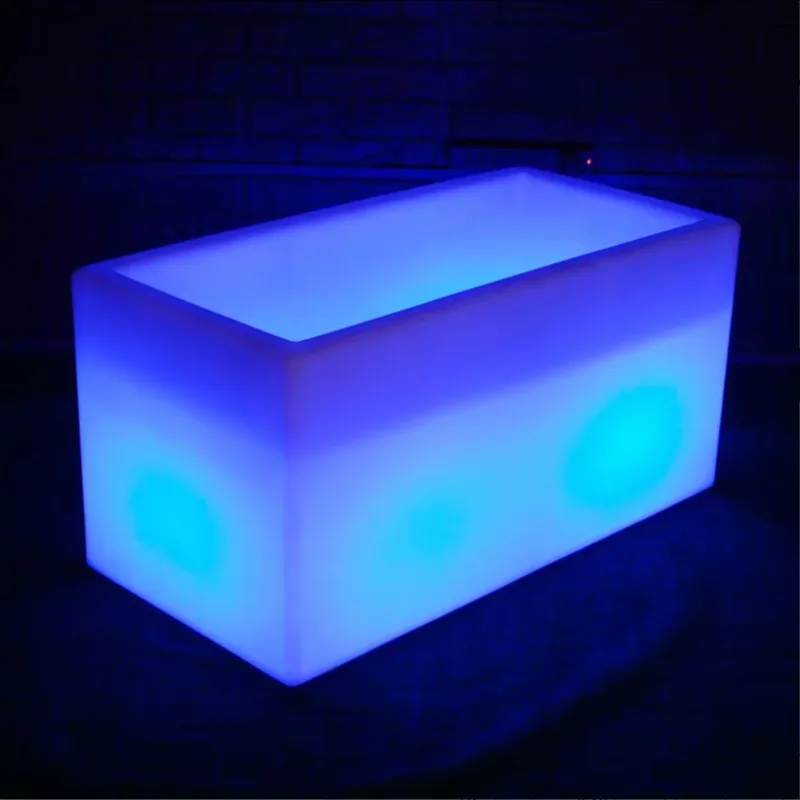 Waterproof rectangular large frozen thermos bottle beverage bucket color outdoor party event LED ice bucket