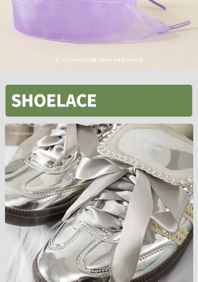 Flache Seiden-Schnürsenkel, Tüll-Gewebe, Schneefarbene Schnürsenkel für Sneaker, Ballettschnürsenkel, Chiffon-Garn-Schnürsenkel, Schuhzubehör, 2,5 cm Breite – Detail 9