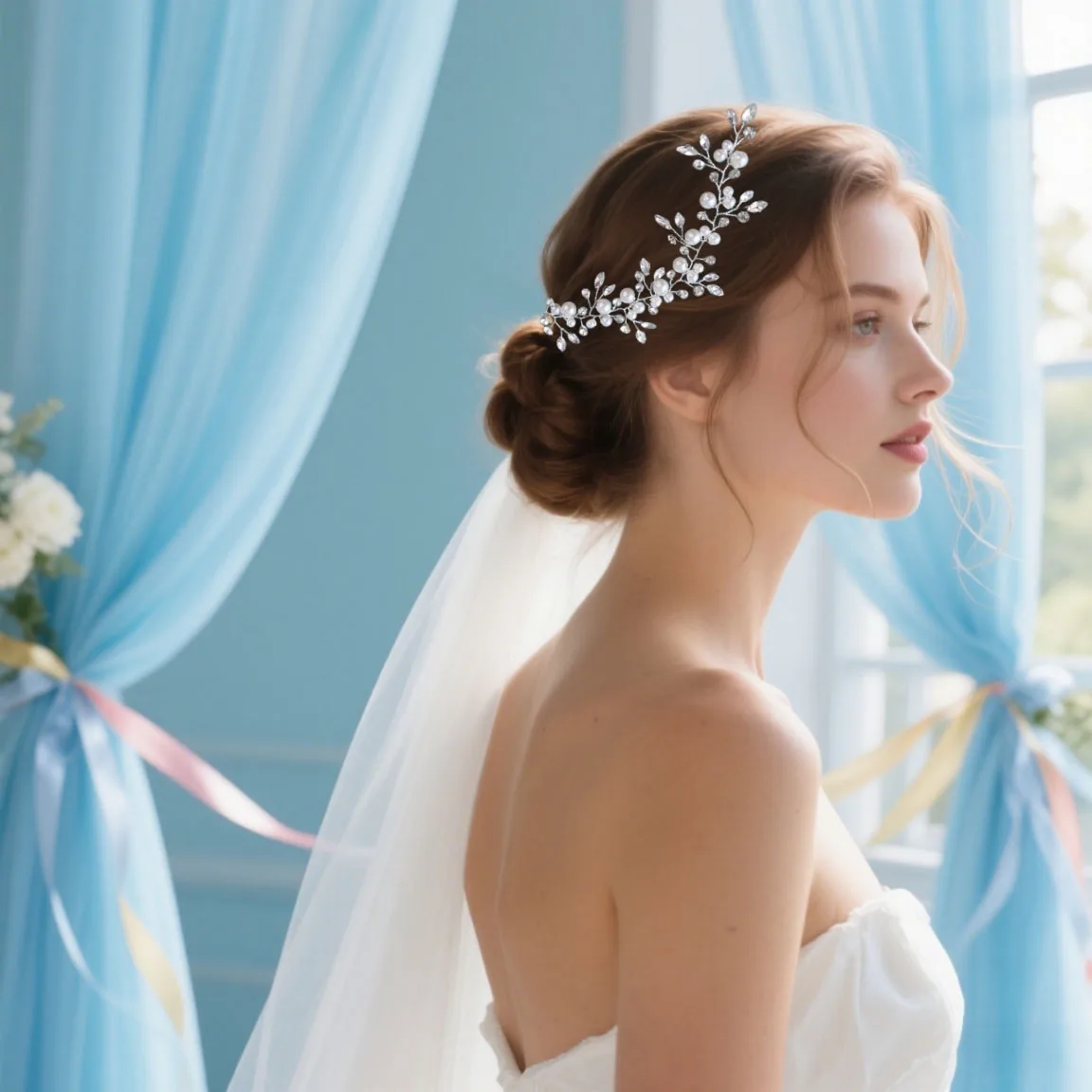 Crystal Pearl Hair Vine Headband Hairband For Women Party Bridal Wedding Hair Accessories Jewelry Vine Headband Hairband Gift