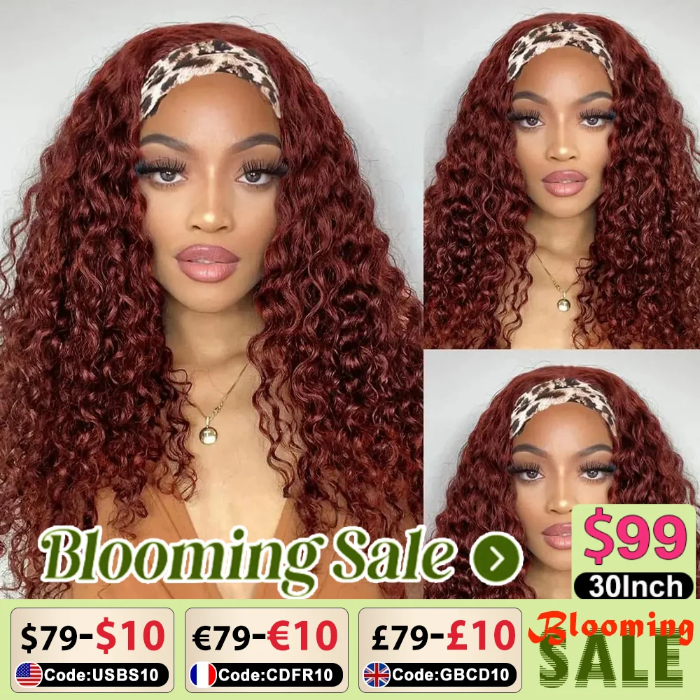 

IAMVIP 13x6 200 Density Transparent HD Lace Front Wig for Women Curly Remy Human Hair 33# Reddish Brown Glueless Loose Deep Wave