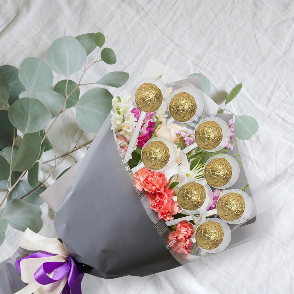 

50Pcs Clear Chocolate Round Holder Transparent Plastic Truffle Bouquet Base for DIY Sweets Craft Confectionery Wrapping