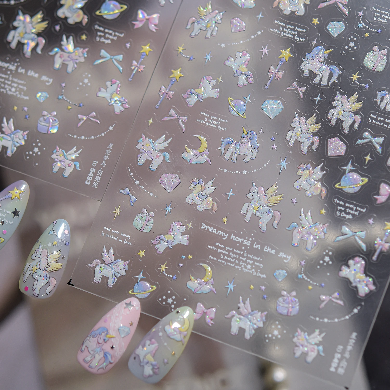 1PCS Quick Drying Dreamy Pony Nail Stickers Star Dot Nail Art Decorations For Fairy Tale Themed Parties Girls Playdates Stickers